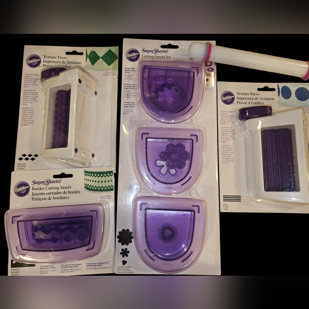Wilton Cake Decorating Roller, Cutters, and Texture Tools (5 Pcs Total)